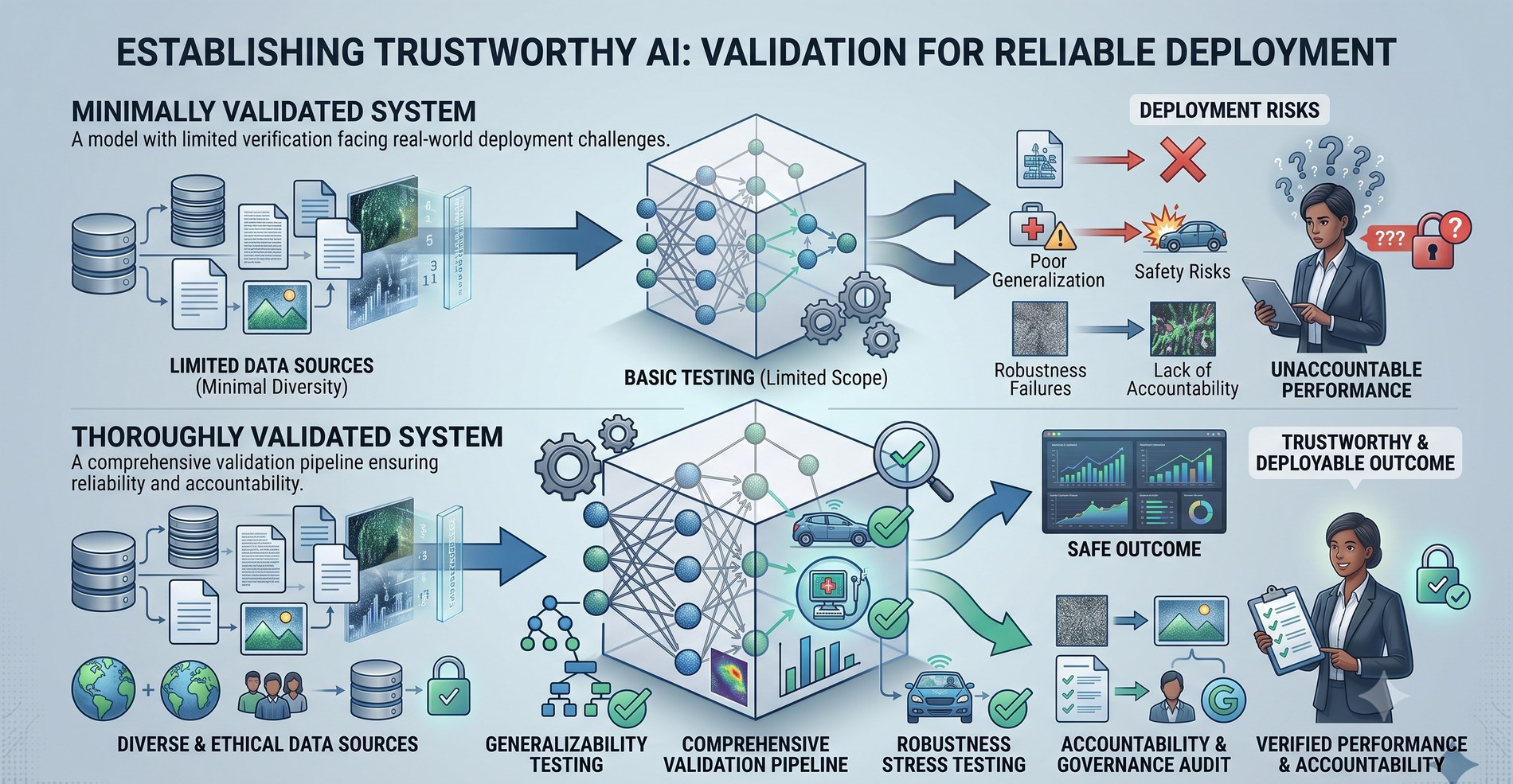 Establishing trustworthy AI — validation pipeline from a minimally validated system to a thoroughly validated, deployable one